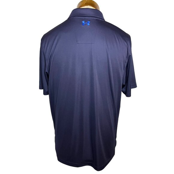 Under Armour Loose Fit Polo Top Navy Blue HeatGear Activewear Mens Size L - Picture 5 of 9